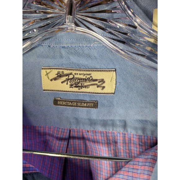 men’s SHORT sleeve button‎ down dress shirt penguin size Large heritage SLIM FIT - Picture 5 of 5